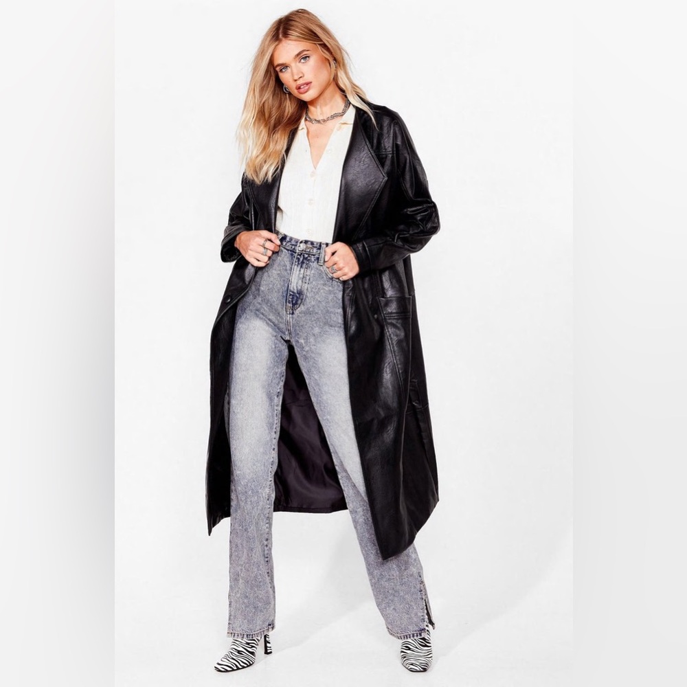 Nasty Gal Faux Leather Oversized Coat. Never worn.